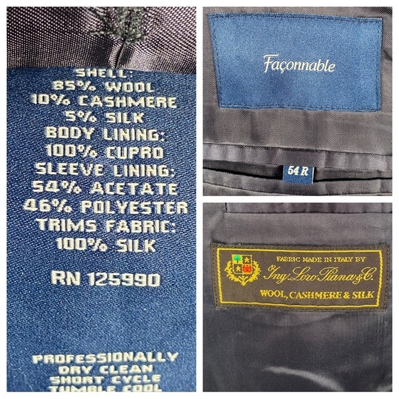 Faconnable Loro Piana Sport Coat 41R Wool Cashmere Silk Flannel Grey Plaid - Picture 9 of 16